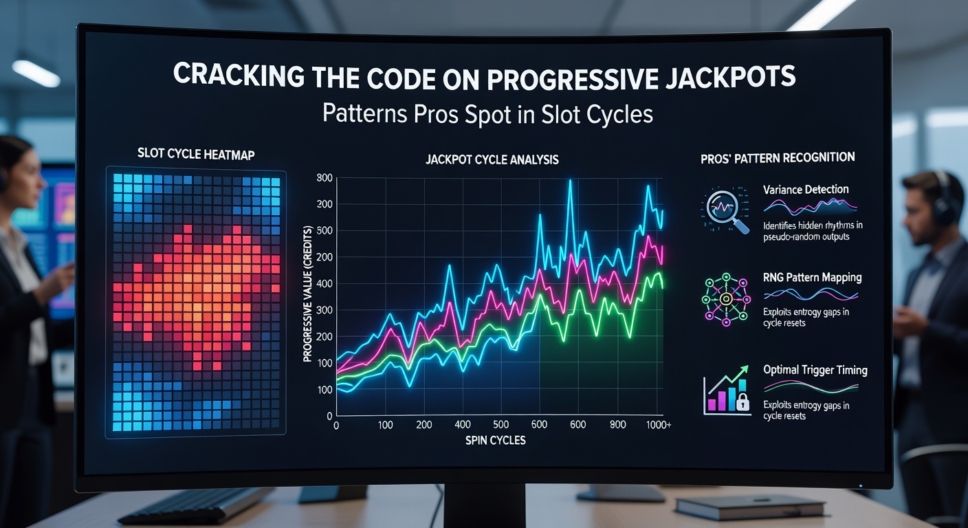 Detaillierte Darstellung eines Slot-Zyklus-Diagramms mit Hot- und Cold-Streaks sowie wachsendem Jackpot-Topf